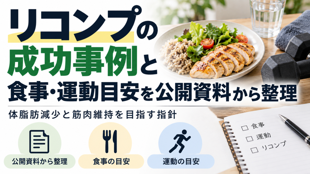 リコンプの成功事例と食事・運動目安を公開資料から整理｜体脂肪減少と筋肉維持を目指す指針の完成サムネイル